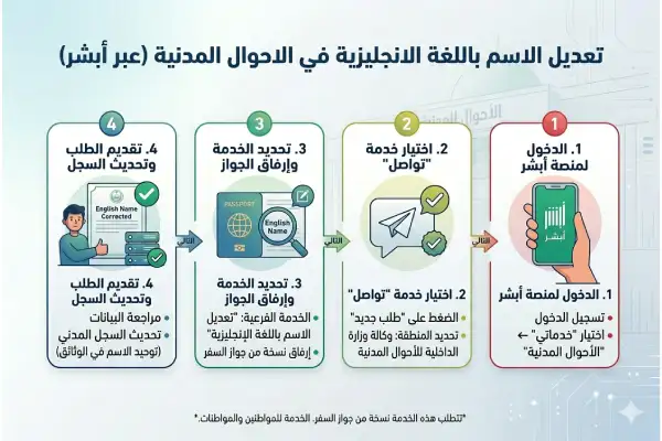 كيفية تعديل الاسم باللغة الانجليزية في الاحوال