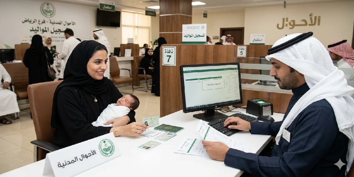 تسجيل ابن مواطنة في الأحوال في السعودية