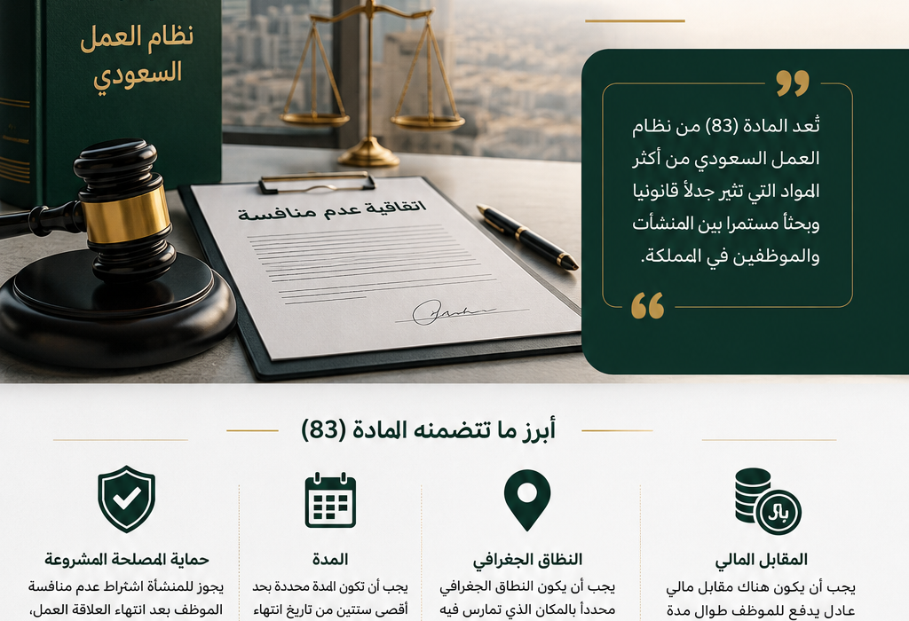 دليل المادة 83 من نظام العمل السعودي شروط صحة وبطلان شرط عدم المنافسة